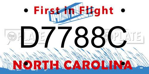 D7788C North Carolina License Plate