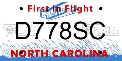 D778SC North Carolina License Plate