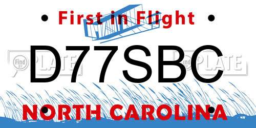 D77SBC North Carolina License Plate