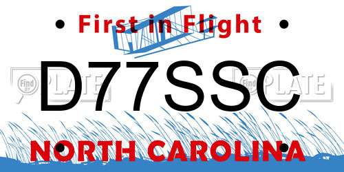 D77SSC North Carolina License Plate
