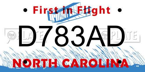 D783AD North Carolina License Plate