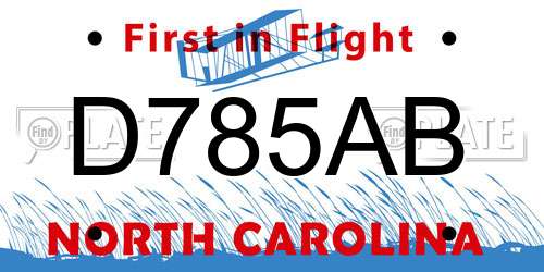 D785AB North Carolina License Plate