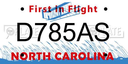 D785AS North Carolina License Plate