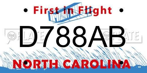 D788AB North Carolina License Plate