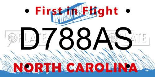 D788AS North Carolina License Plate