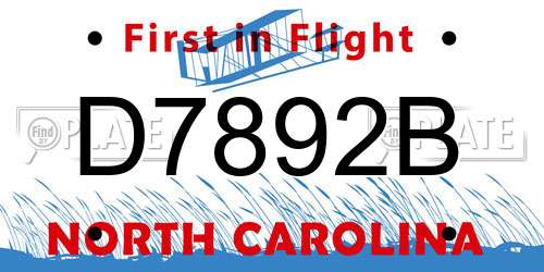 D7892B North Carolina License Plate