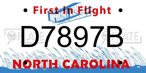 D7897B North Carolina License Plate