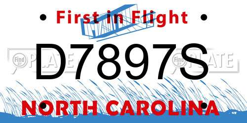 D7897S North Carolina License Plate