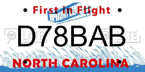 D78BAB North Carolina License Plate