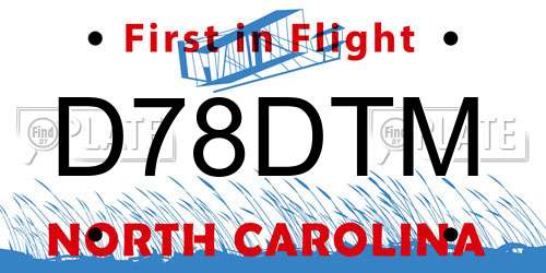 D78DTM North Carolina License Plate