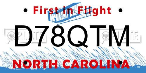 D78QTM North Carolina License Plate