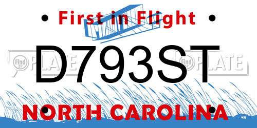 D793ST North Carolina License Plate