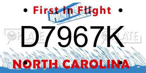 D7967K North Carolina License Plate