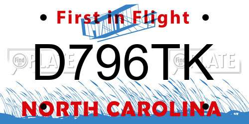 D796TK North Carolina License Plate