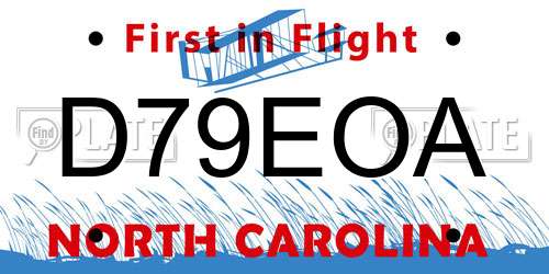 D79EOA North Carolina License Plate