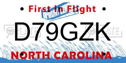 D79GZK North Carolina License Plate