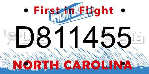D811455 North Carolina License Plate