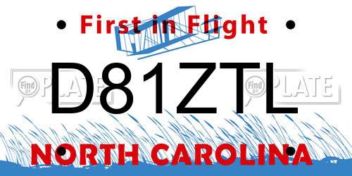 D81ZTL North Carolina License Plate
