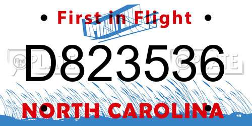 D823536 North Carolina License Plate