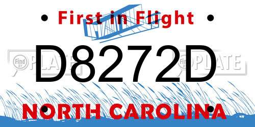 D8272D North Carolina License Plate