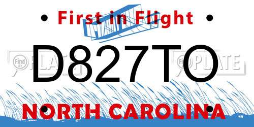 D827TO North Carolina License Plate