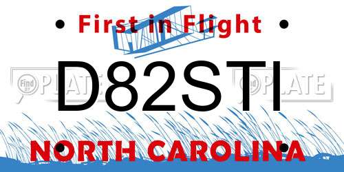 D82STI North Carolina License Plate