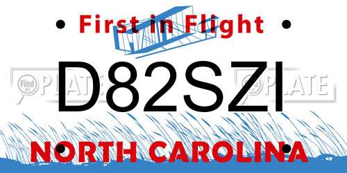 D82SZI North Carolina License Plate