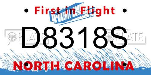 D8318S North Carolina License Plate