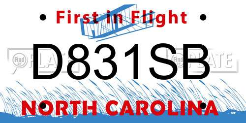 D831SB North Carolina License Plate