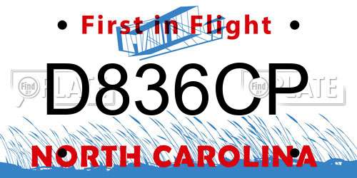 D836CP North Carolina License Plate