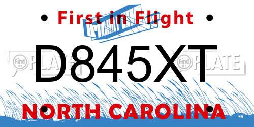 D845XT North Carolina License Plate