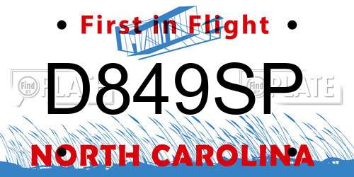 D849SP North Carolina License Plate