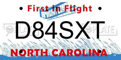 D84SXT North Carolina License Plate