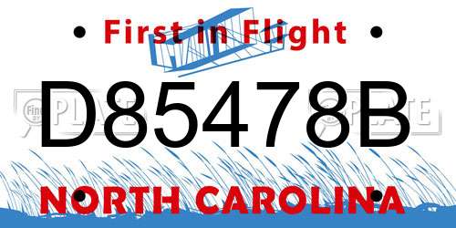 D85478B North Carolina License Plate
