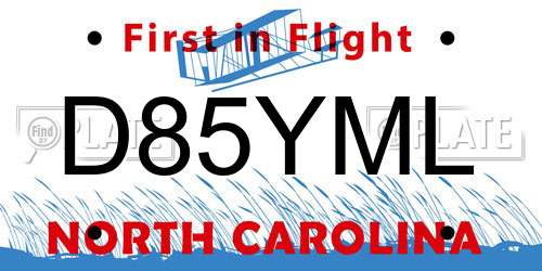 D85YML North Carolina License Plate