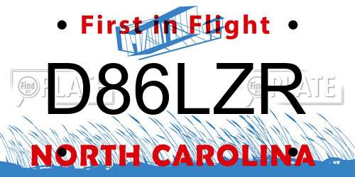 D86LZR North Carolina License Plate