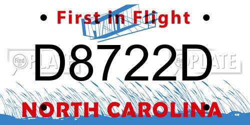 D8722D North Carolina License Plate