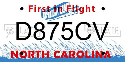 D875CV North Carolina License Plate