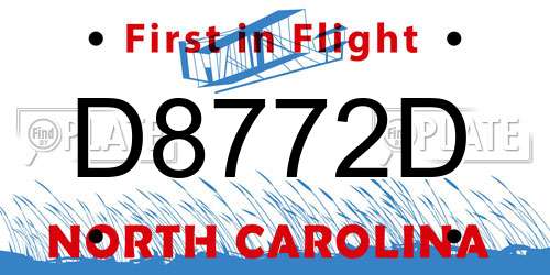 D8772D North Carolina License Plate