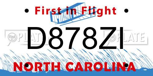 D878ZI North Carolina License Plate