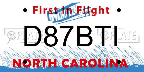 D87BTI North Carolina License Plate