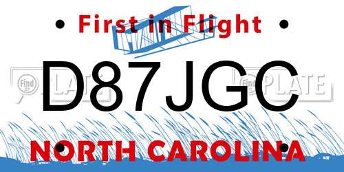 D87JGC North Carolina License Plate