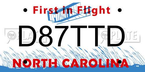 D87TTD North Carolina License Plate