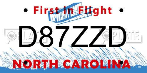 D87ZZD North Carolina License Plate