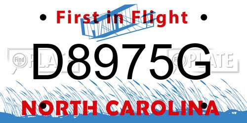 D8975G North Carolina License Plate