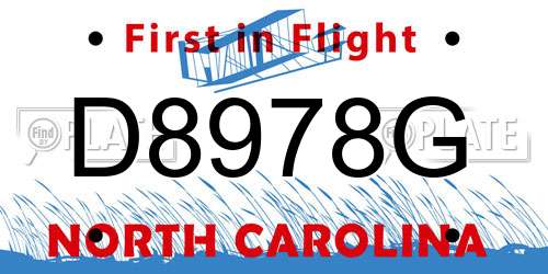 D8978G North Carolina License Plate