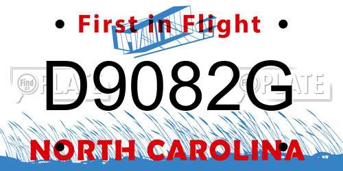 D9082G North Carolina License Plate