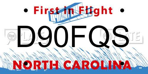 D90FQS North Carolina License Plate