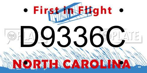 D9336C North Carolina License Plate