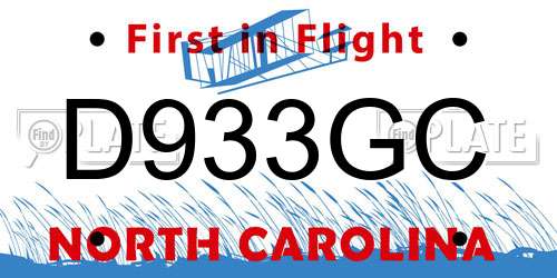 D933GC North Carolina License Plate